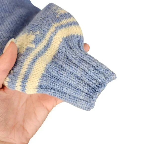 Vintage Light Blue and White Moose Holiday Sweater Sz L - Picture 2 of 8